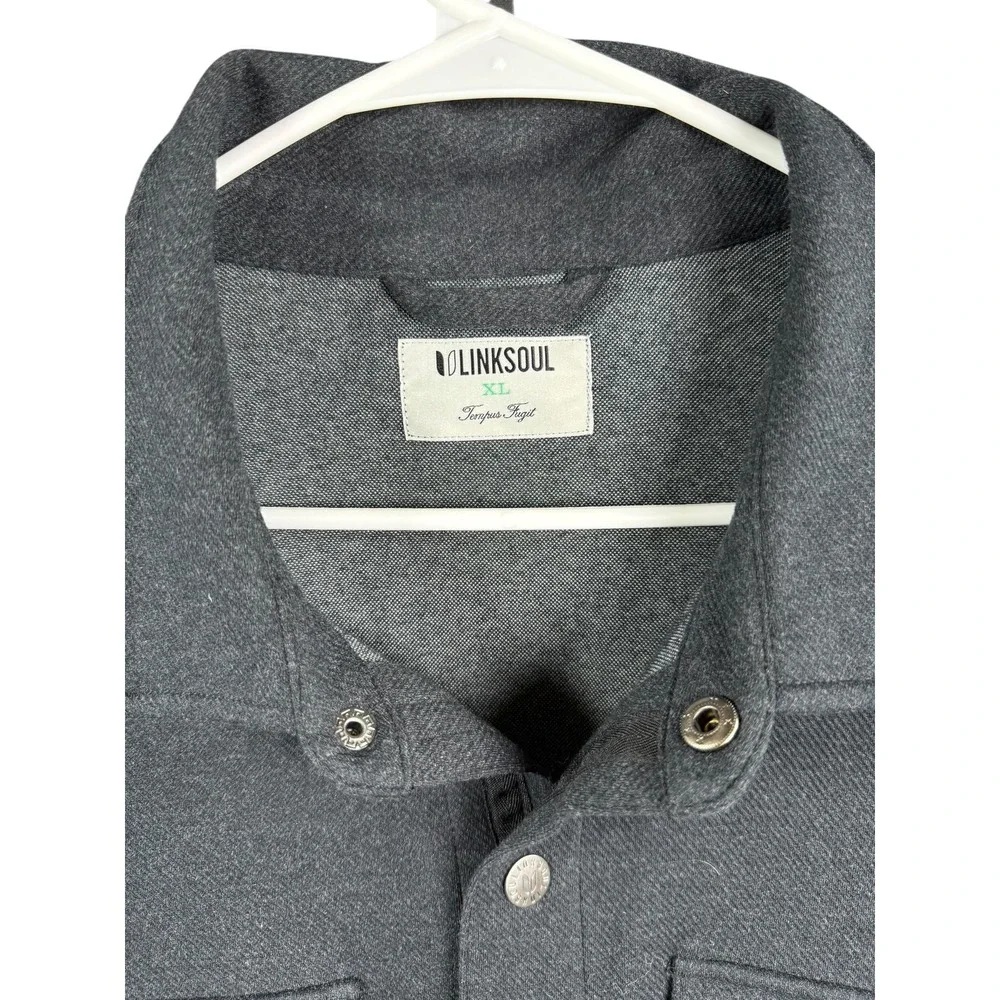Linksoul Jacket Mens XL Gray Shirt Jacket Snap Front Overshirt - Picture 3 of 7